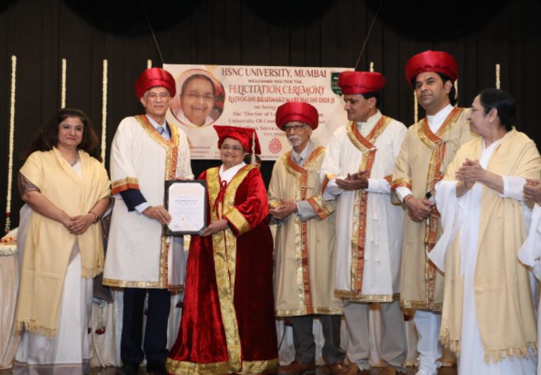 Rajyogini BK Nalini Didi ji Conferred with Honorary Doctorate